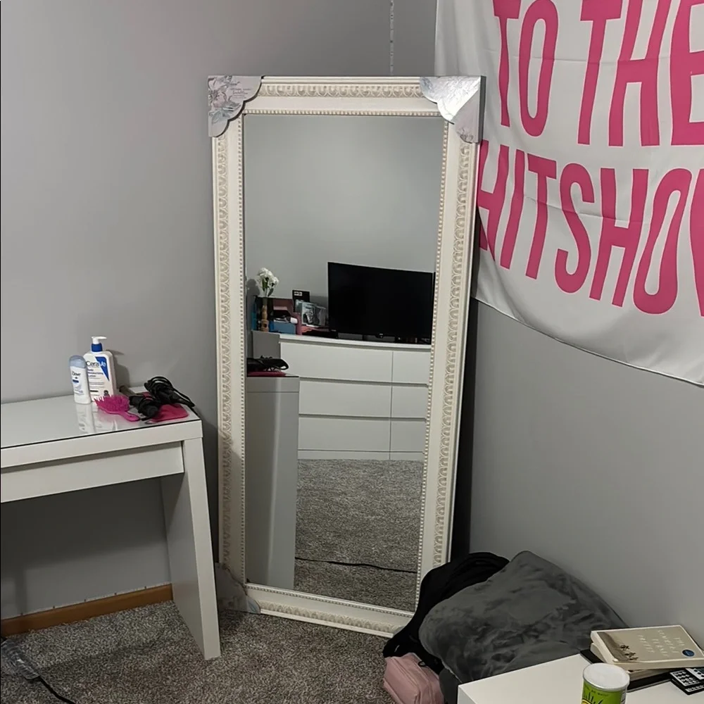 Elegant White Full-Length Mirror
